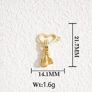 Golden heart-shaped brass lobster clasp DIY jewelry accessory weight 1.6g size 21.7x14.1mm