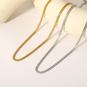 Curb Chain Necklace 304 Stainless Steel PVD Gold Plated Waterproof Hypoallergenic Hip Hop Minimalist Jewelry For Men Women