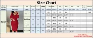 Size chart showing US UK EU dimensions for long sleeve bodycon dress with measurements