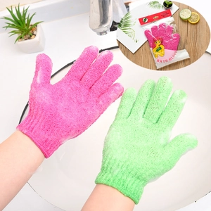 Nylon Exfoliating Bath Gloves Five Finger Body Scrubber For Shower Scrubbing Textured Massage Mitt For Adults