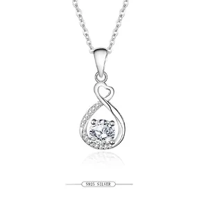925 Sterling Silver Heart Infinity Moissanite Zirconia Pendant Necklace White Rose Gold Plated Fashion Clavicle Chain Jewelry For Women