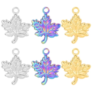 Maple Leaf Pendant Necklace Stainless Steel 18K Gold Plated Mirror Polish DIY Jewelry Accessory Fashion For Women