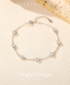 Macro shot of S925 sterling silver bubble bracelet with sparkling round cubic zirconia