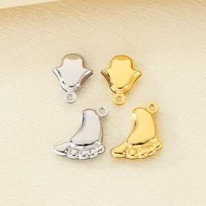 Hollow Stainless Steel Hamsa Hand And Baby Footprint Charms Pendants For DIY Jewelry Making Polished Gold Silver Metal