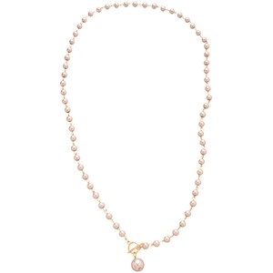 Collier de perles élégant avec fermoir OT doré et grand pendentif en perle ronde