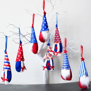 Patriotic Gnome Hanging Ornaments Independence Day Faceless Doll Plush Stars Stripes Red White Blue Polyester Decorative
