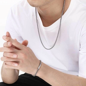 Ensemble collier et bracelet chaîne de quille en argent 4mm pour hommes et femmes