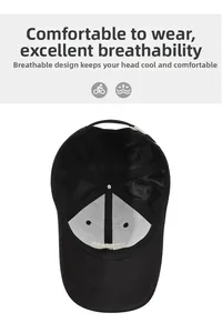 Breathable interior structure of black baseball cap showing moisture-wicking sweatband