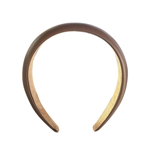 Minimalist brown padded sponge headband with premium faux leather texture for women