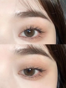 Close-up of brown matte eyeshadow liquid on eye showing smooth natural blending finish