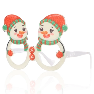 Détail de lunettes de bonhomme de neige de Noël avec écharpe rouge et verte pour fête