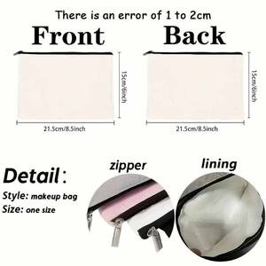 Detailed view of white owl makeup bag dimensions with zipper and inner lining features
