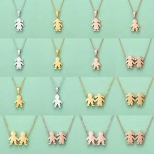 Flat silhouette necklace pendants in gold silver and rose gold finishes in various combinations