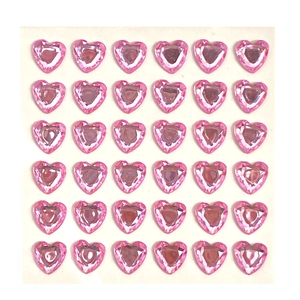 36-piece pink 3D heart crystal diamond stickers for kids DIY crafts and nail art decor
