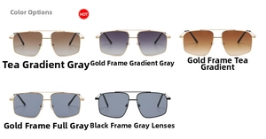 Detailed grid view showing five distinct color options for double-bridge square sunglasses