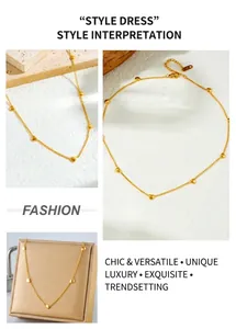 Detailed views of gold-plated stainless steel necklace with multiple 3D heart charms