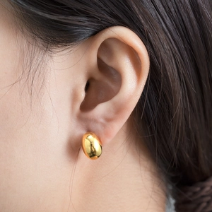 Minimalist Bean Stud Earrings Stainless Steel High Polished 18K Gold Plated Geometric Fashion Jewelry For Women