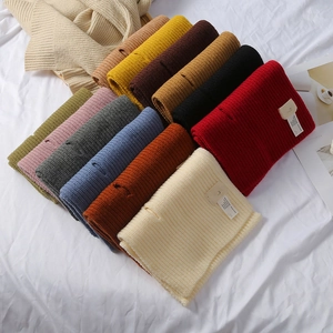 Winter Einfarbig Rippenstrick Schal Für Damen Weich Warm Acryl Wollmischung Halswärmer Koreanischen Stil Mode Accessoire