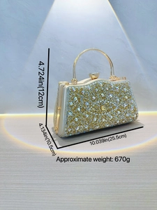 Sac de soirée vintage avec motif d'oeil en strass et poignée supérieure dorée