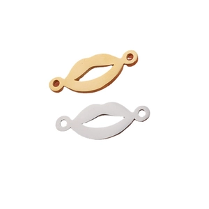 Set of two mirror polished stainless steel lip pendants in gold and silver finish