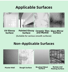 Wall-mounted organizer guide showing suitable and unsuitable wall surfaces for installation