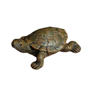 Realistic miniature turtle figurine with textured brown shell for garden landscape decor