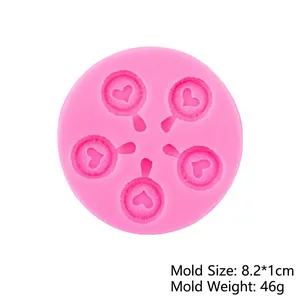 Stampo in silicone rosa con cinque cavità a cuore per cioccolato fai da te e resina