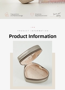 Detail of champagne PU leather heart jewelry box showing flexible inner partitions