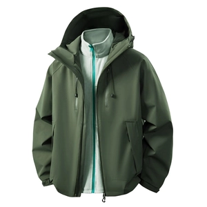 Wasserdichte 3-in-1 Outdoorjacke in Dunkelgrün mit grauem Fleece-Innenfutter für Winter