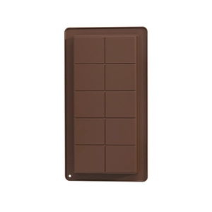 Food-grade silicone chocolate mold for 10 rectangular bars in a minimalist brown design