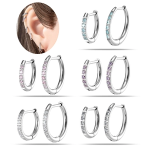 Titanium Alloy Hoop Earrings Inlaid Zircon Huggie Piercing Jewelry Fashion Circular Body Accessories For Women Men