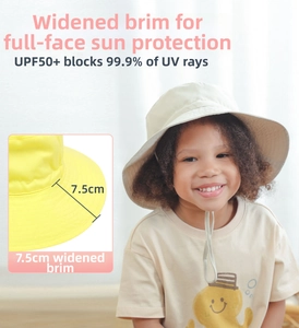 UPF 50+ sun hat with 7.5cm wide brim for children, blocking 99.9% of UV rays