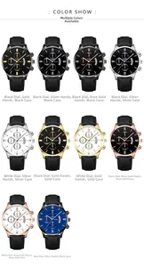 Multiples variantes de montres à quartz pour hommes avec bracelets en cuir et guichet de date