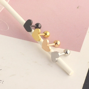 Stainless steel heart stud earrings set in black gold rose gold and silver finishes