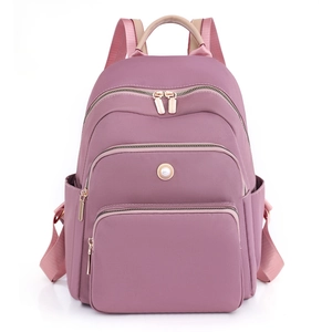 Zaino rosa vintage capiente con multitasche e scomparto per laptop da donna