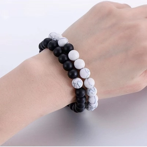Natural 8mm lava rock, tiger eye and white turquoise beaded bracelets for men and women