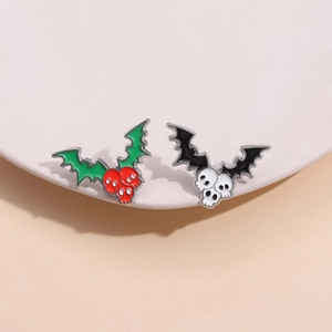 Bat Wing Skull Enamel Brooch Pin Halloween Gothic Punk Zinc Alloy Jewelry For Backpack Clothing Hat Accessories Gift
