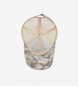 Breathable digital camo mesh cap interior detail with USA embroidery and adjustable strap