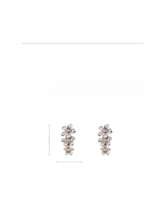 Detailed view of silver flower tassel earrings with size dimensions 5.5cm by 2.5cm