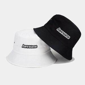 Chapeaux bob classiques noir et blanc avec broderie Awesome pour protection solaire