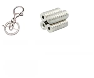 Portachiavi in metallo argento e 4 magneti cilindrici per progetti artigianali DIY