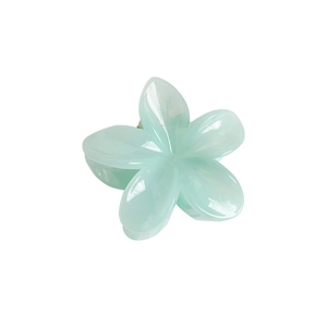 Sweet mint green plumeria flower hair claw clip in durable polished resin for women