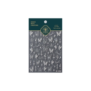 Exquisite laser silver butterfly and star moon 3D nail art stickers M-496 with frosted finish