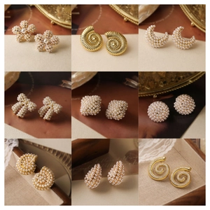 Orecchini A Lobo Con Künstliche Perle Vintage Francesi Per Donna In Rame Placcato Oro Cuore Fiocco Fiore Conchiglia Gioielli Di Lusso