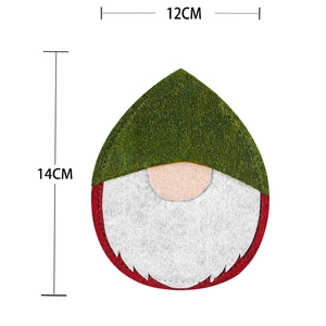 Christmas gnome cutlery holder in felt material, 14x12cm size, with festive forest green color