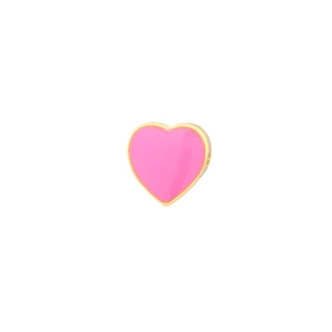 Minimalist gold plated heart charm with pink enamel for DIY jewelry making