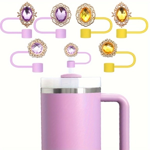 Glittering diamond pattern straw covers for 30/40 oz tumblers in multiple colors