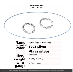 Size guide for S925 sterling silver open and closed jump rings for DIY jewelry making