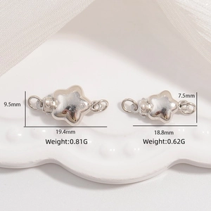 S925 sterling silver star-shaped clasps for jewelry making in two different sizes