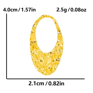 Detailed size specifications for a gold textured irregular oval hollow pendant